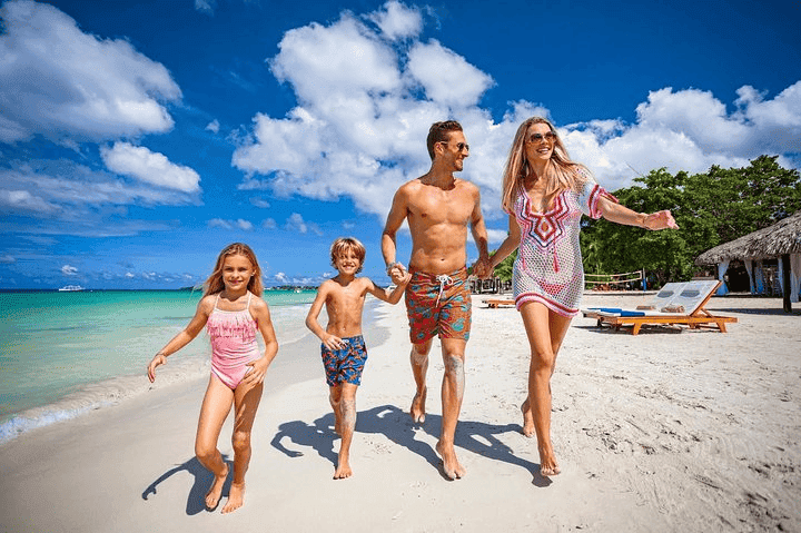 Family enjoying a Bimini day on the water