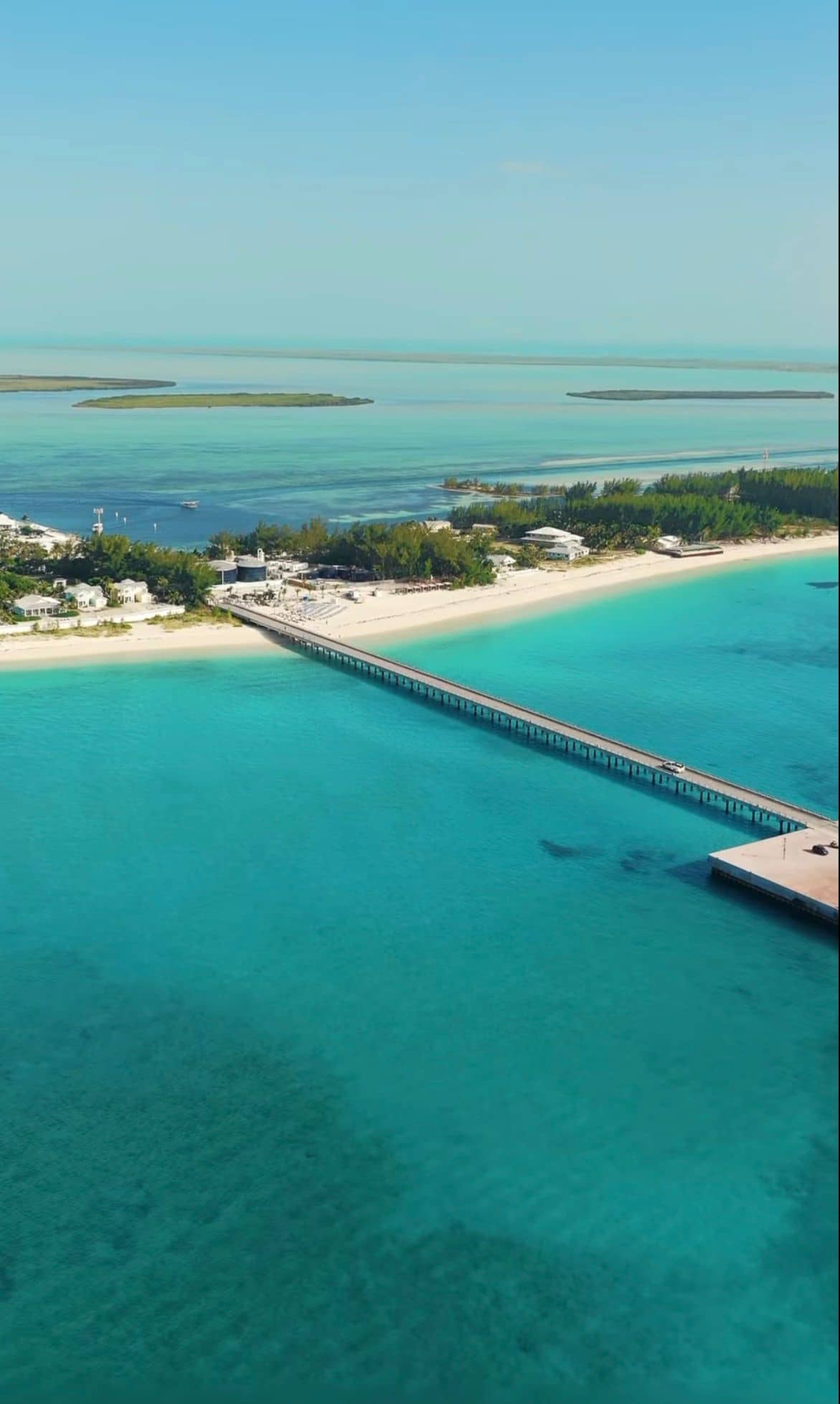 Pier into turquoise water off Bimini