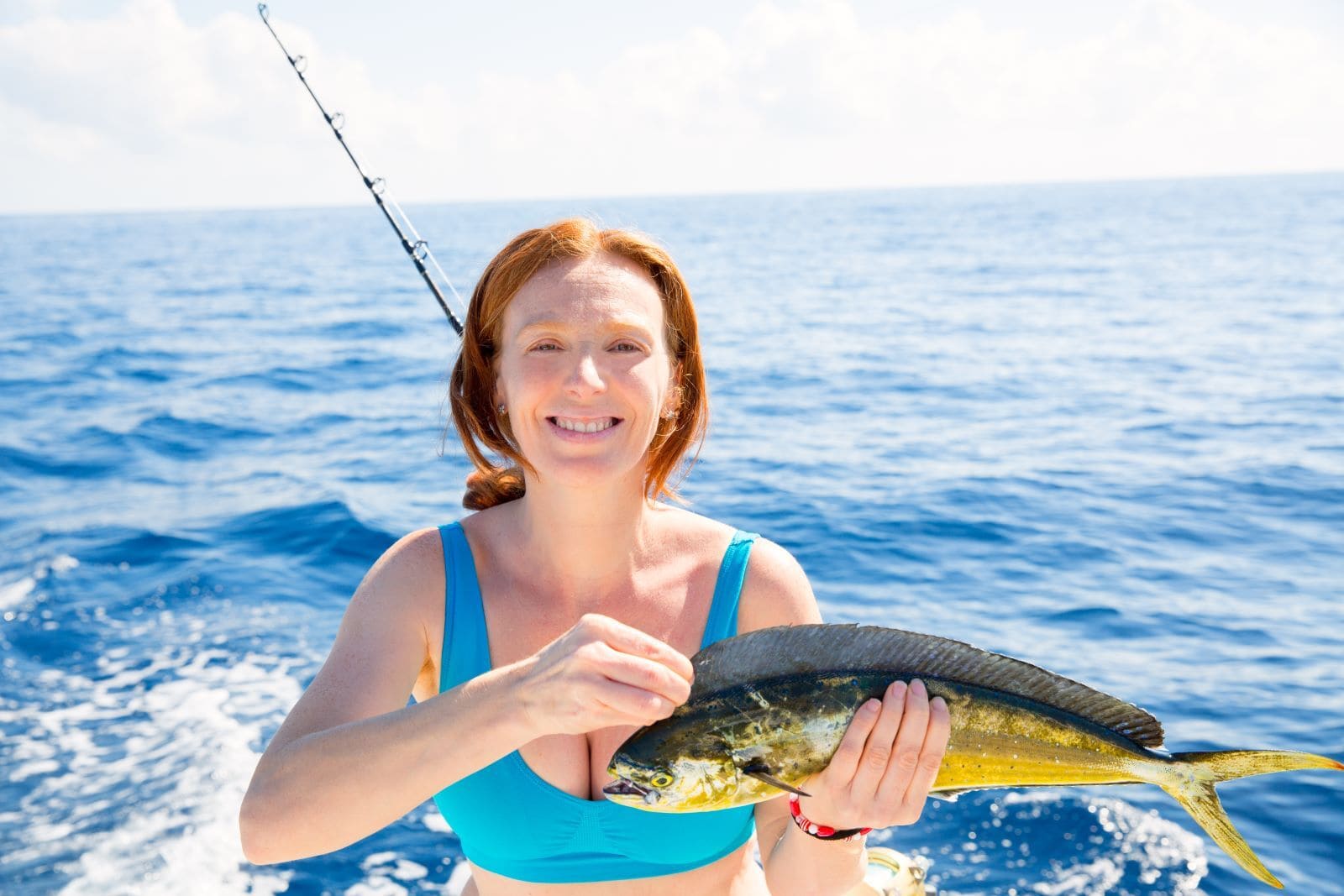 Fishing charter on open blue water